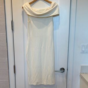 Reiss Cream off shoulder Dress
